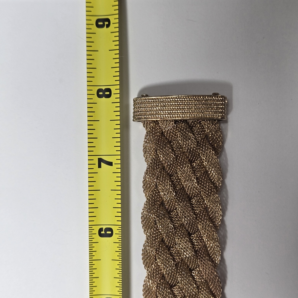 Mesh Gold tone Braided Bracelet Magnetic Closure - Picture 6 of 10